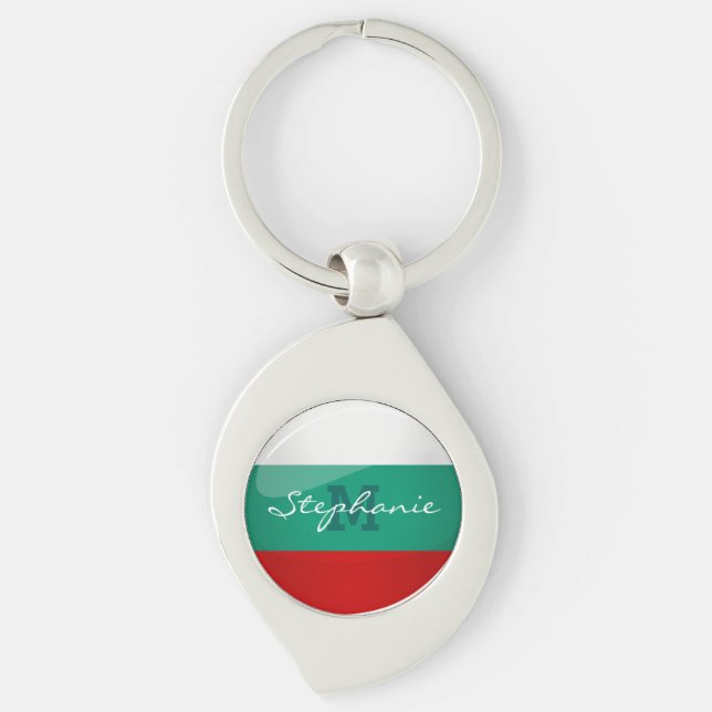 Glossy Round Bulgarian Flag Keychain (Front)