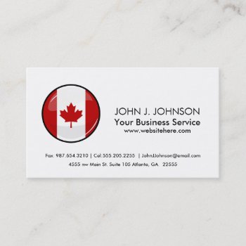 Glossy Round Canadian Flag Business Card by HappyPlanetShop at Zazzle