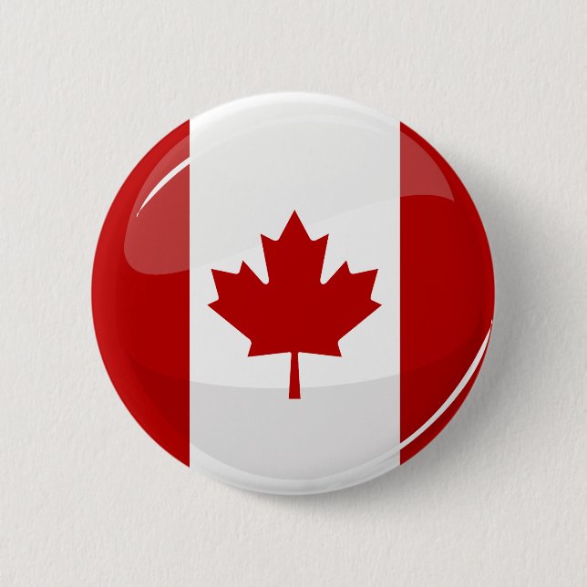 Glossy Round Canadian Flag Pinback Button (Front)
