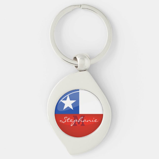 Glossy Round Chilean Flag Keychain (Front)