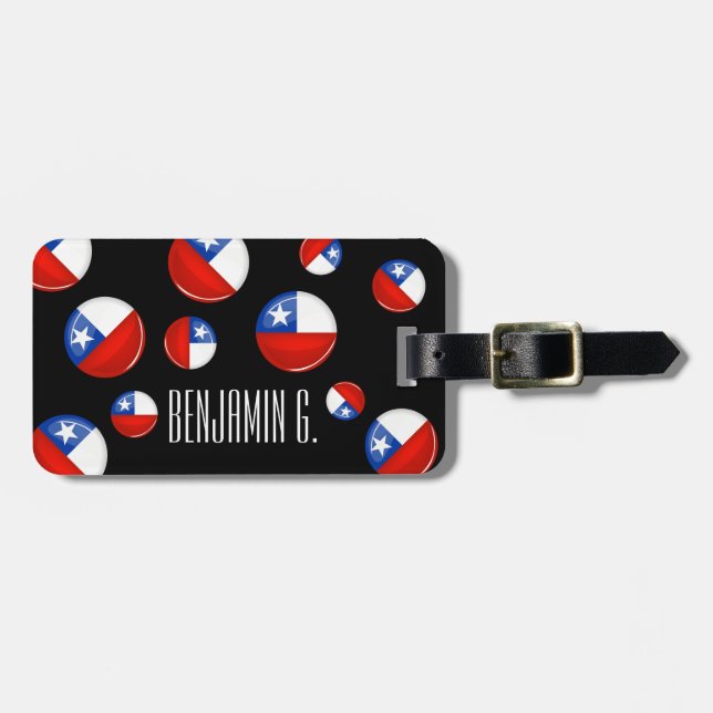 Glossy Round Chilean Flag Luggage Tag (Front Horizontal)