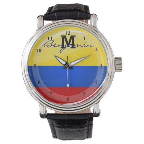 Glossy Round Columbian Flag Watch