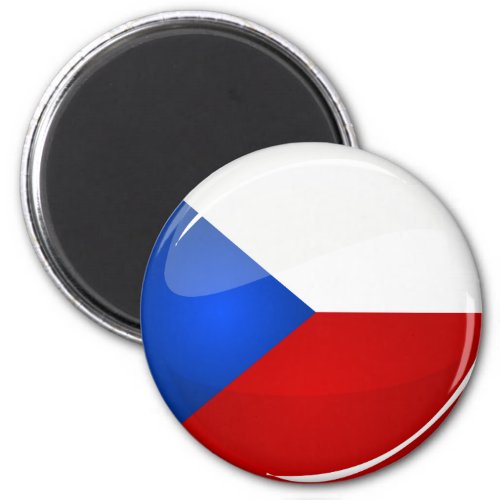 Glossy Round Czech Rep Flag Magnet