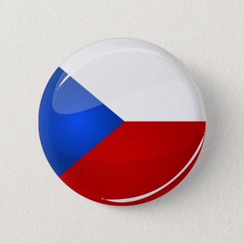 Glossy Round Czech Rep Flag Pinback Button