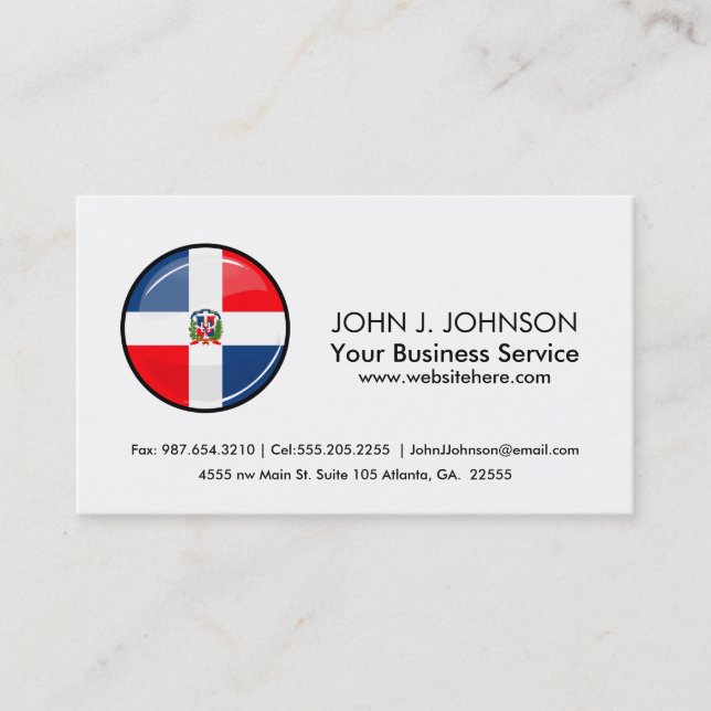 Glossy Round Dominican Republic Flag Business Card (Front)