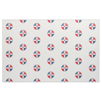 Glossy Round Dominican Republic Flag Fabric by HappyPlanetShop at Zazzle