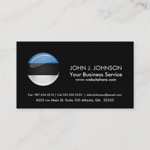 Glossy Round Estonian Flag Business Card