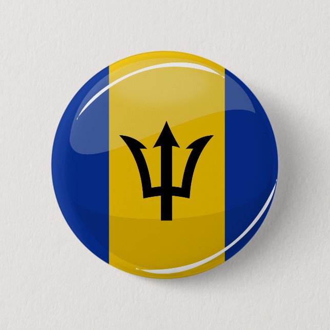 Glossy Round Flag of Barbados Button (Front)