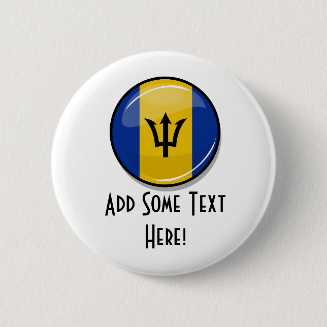 Glossy Round Flag of Barbados Button (Front)