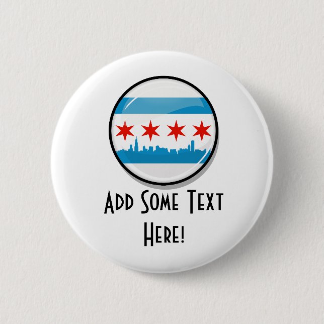 Glossy Round Flag of Chicago Button (Front)