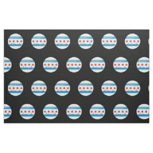 Glossy Round Flag of Chicago Fabric