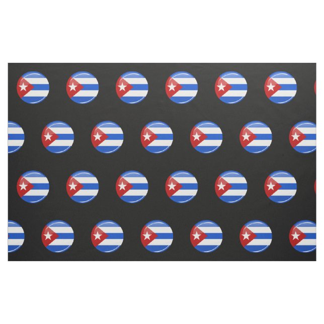 Glossy Round Flag of Cuba Fabric (Fat Quarter)