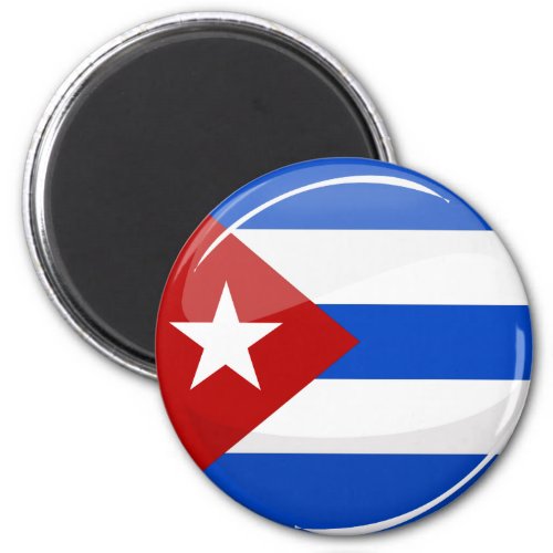 Glossy Round Flag of Cuba Magnet
