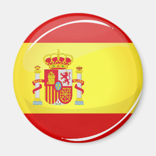 Glossy Round Flag of Spain Magnet