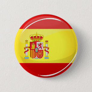 Glossy Round Flag of Spain Pinback Button