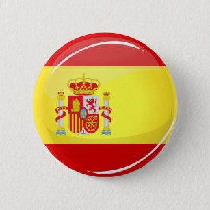 Glossy Round Flag of Spain Pinback Button