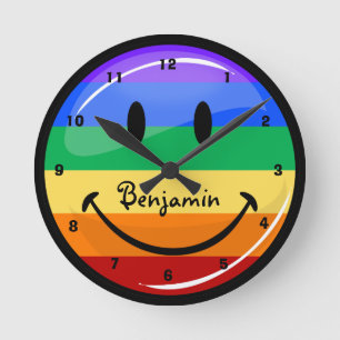 Glossy Round Gay Pride Flag Round Clock