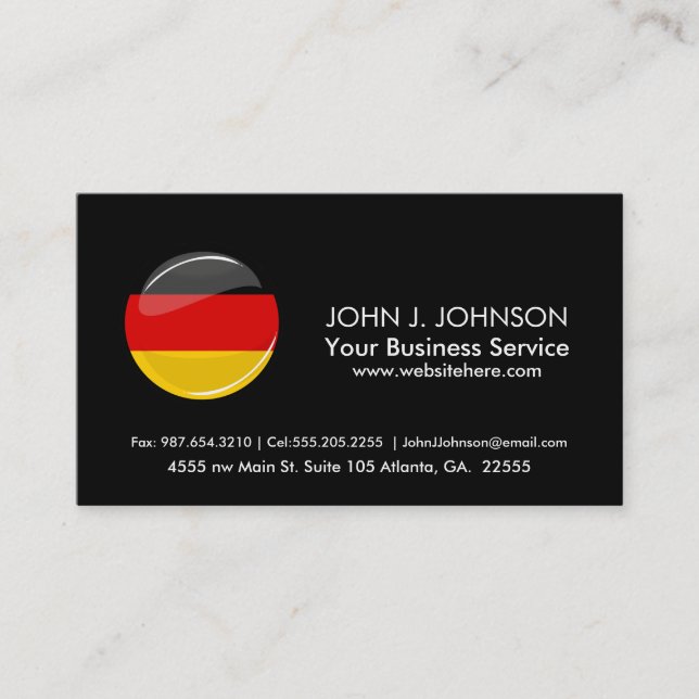 Glossy Round German Flag Business Card (Front)