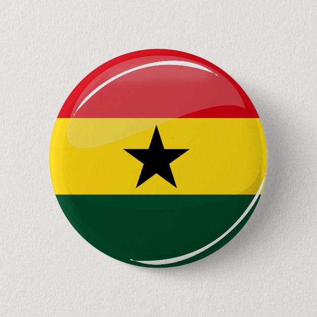 Glossy Round Ghanian Flag Button (Front)
