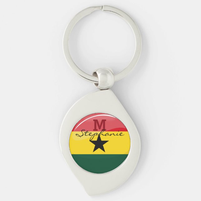 Glossy Round Ghanian Flag Keychain (Front)