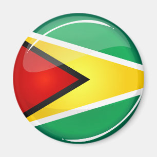 Glossy Round Guyanese Flag Magnet