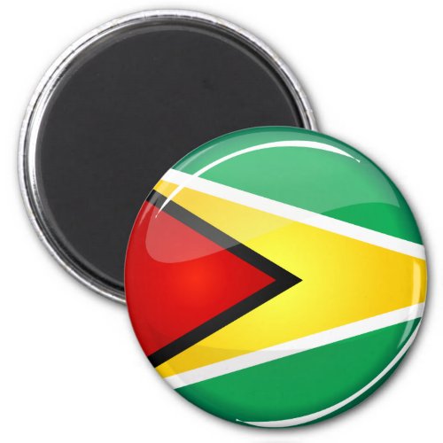 Glossy Round Guyanese Flag Magnet