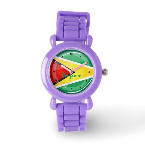 Glossy Round Guyanese Flag Watch