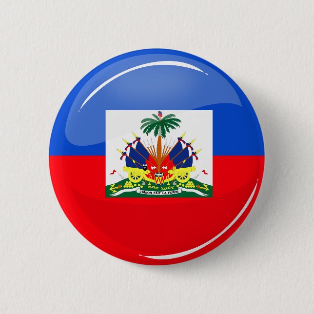 Glossy Round Haitian Flag Button (Front)