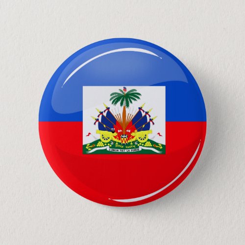 Glossy Round Haitian Flag Button