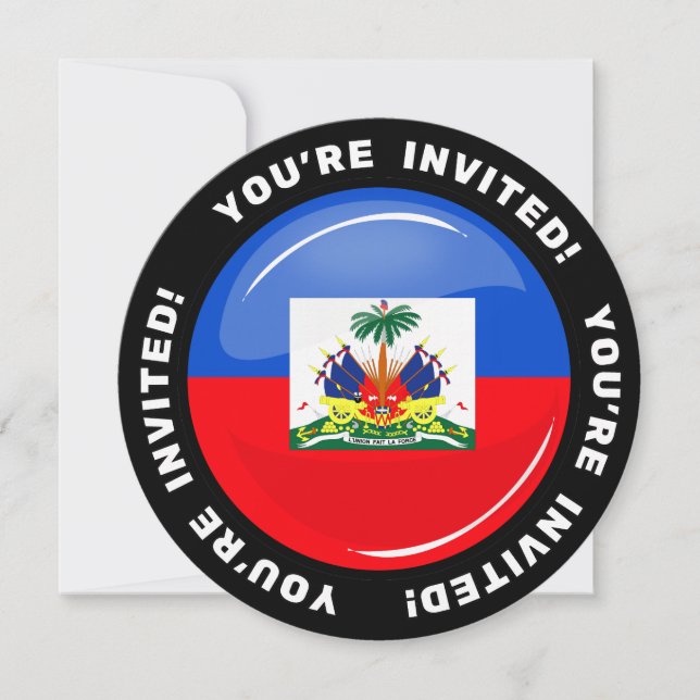 Glossy Round Haitian Flag Invitation (Front)
