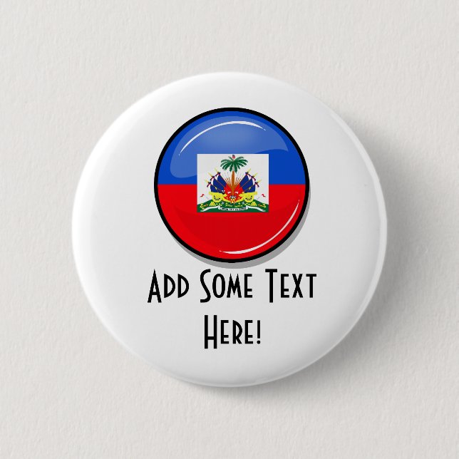 Glossy Round Haitian Flag Pinback Button (Front)