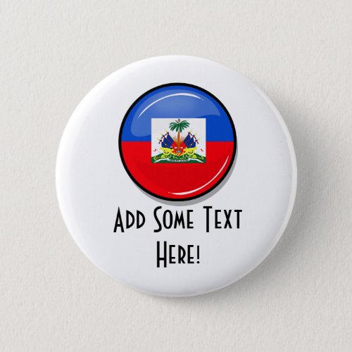 Glossy Round Haitian Flag Pinback Button