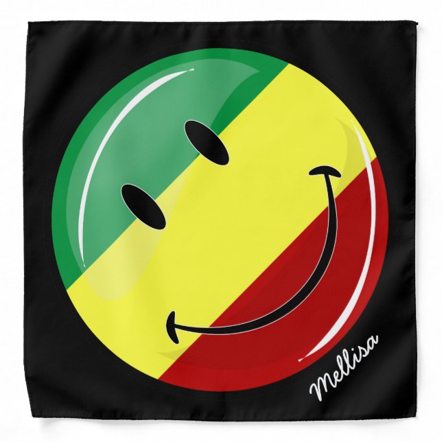 Glossy Round Happy Rasta Flag Bandana (Front)