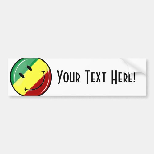 Glossy Round Happy Rasta Flag Bumper Sticker