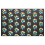 Glossy Round Happy South African Flag Fabric