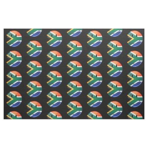 Glossy Round Happy South African Flag Fabric