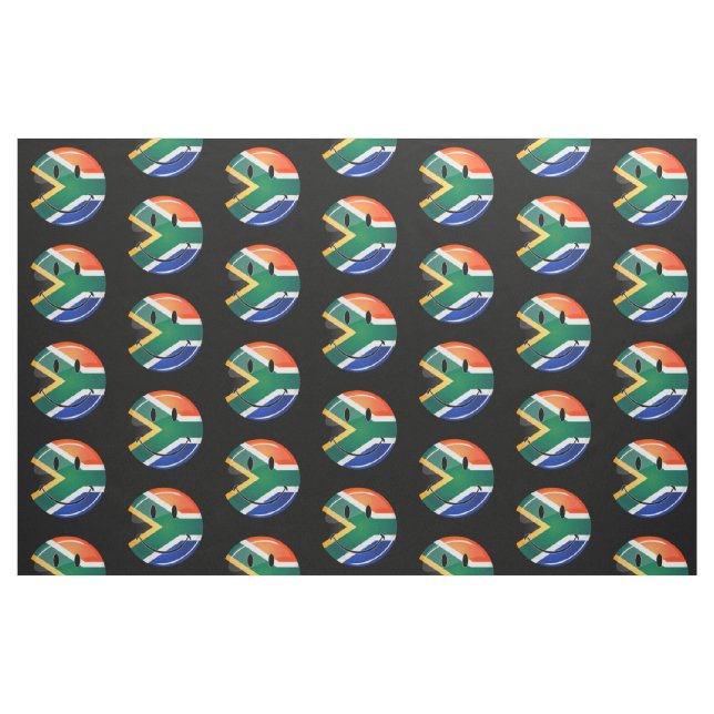 Glossy Round Happy South African Flag Fabric (Fat Quarter)