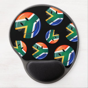Glossy Round Happy South African Flag Gel Mouse Pad