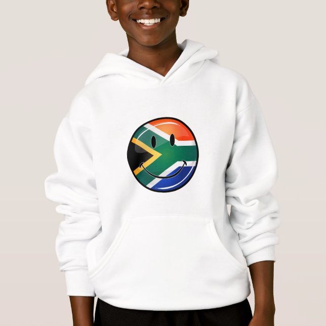 Glossy Round Happy South African Flag Hoodie (Front)