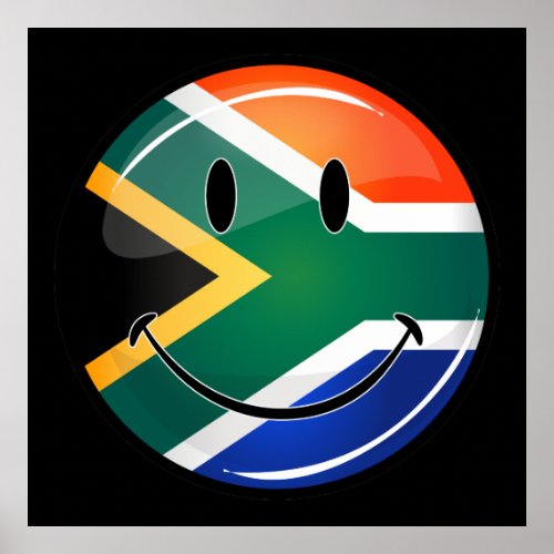 Glossy Round Happy South African Flag Poster