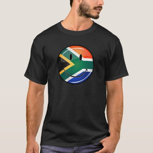 Glossy Round Happy South African Flag T_Shirt