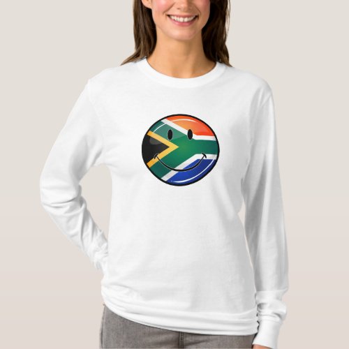 Glossy Round Happy South African Flag T_Shirt
