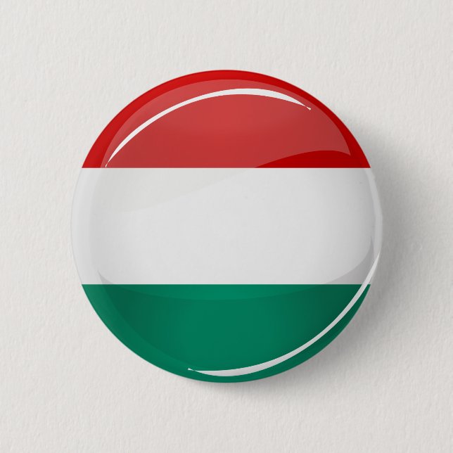 Glossy Round Hungarian Flag Button (Front)