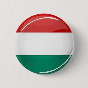 Glossy Round Hungarian Flag Button