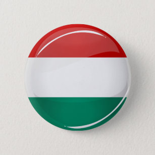 Glossy Round Hungarian Flag Button