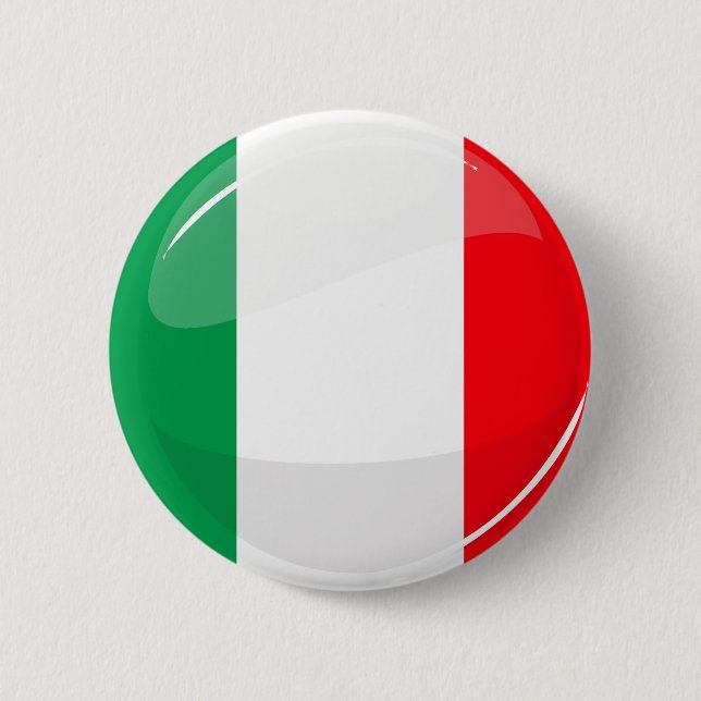 Glossy Round Italian Flag Button (Front)