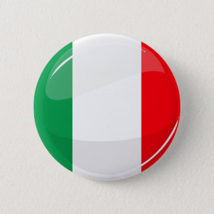 Glossy Round Italian Flag Button
