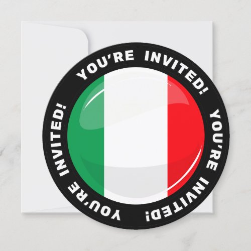 Glossy Round Italian Flag Invitation