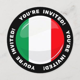 Glossy Round Italian Flag Invitation