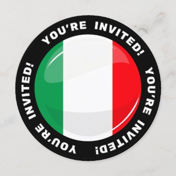 Glossy Round Italian Flag Invitation by HappyPlanetShop at Zazzle
